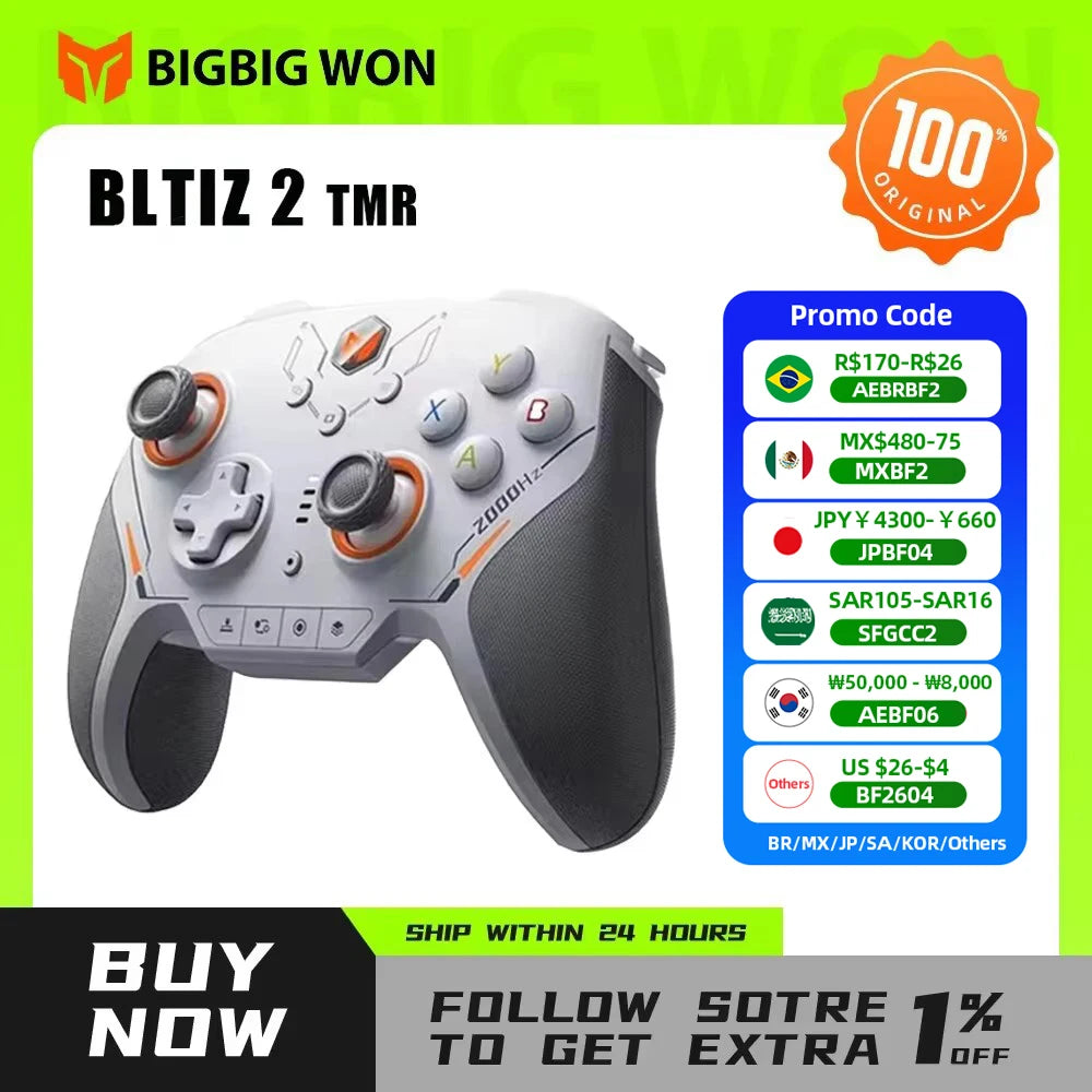 BIGBIGWON Blitz 2 TMR Star Flash Wireless Bluetooth Gamepads Somatosensory Controllers 2000HZ For NS PC Steam Game Customized