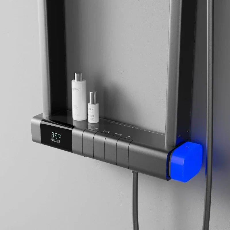 Multi-Function Thermostatic Shower System with Digital Display, High Pressure Rotating Showerhead, Bathroom Shower Set