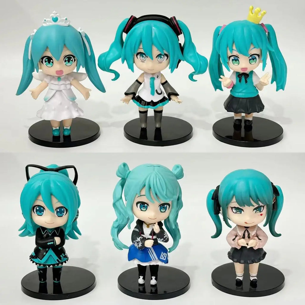 hatsune miku Q version figure cute anime girl model MIKU doll toy desktop gashapon ornament anime peripheral birthday gift 6pcs