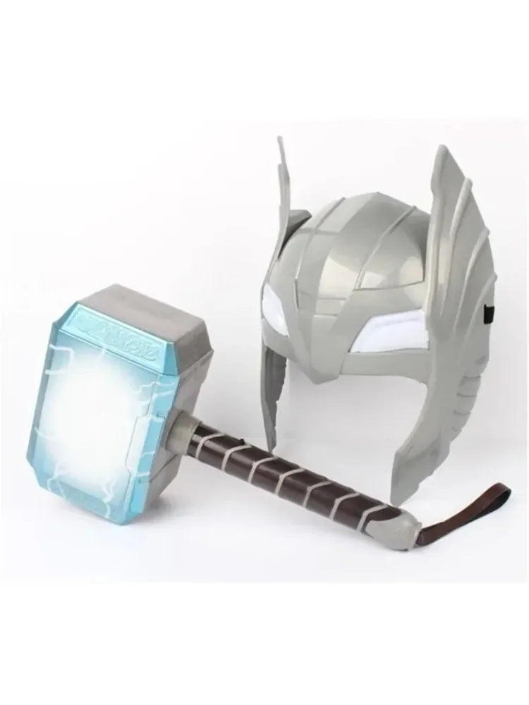 Anime Creative Luminous Sounding Thor Hammer Mask Thor Action Doll Cosplay Thor Luminous Mask Toy Gift Animation Accessory