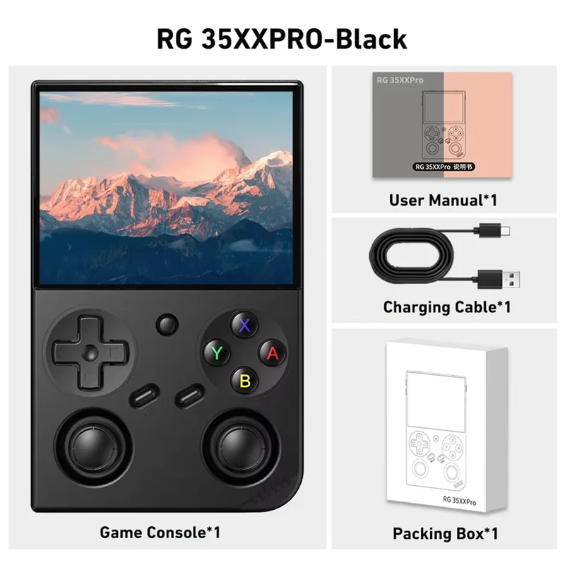 Handheld Retro Game Console 3.5 Inch IPS Screen Linux System Built-In 64G TF Card