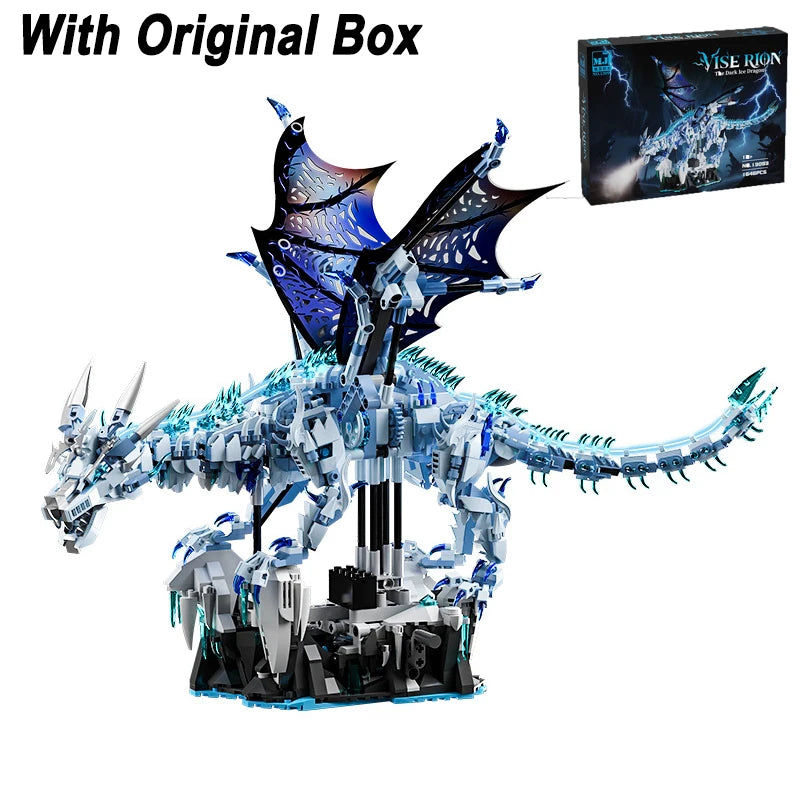 NEW 1646PCS BIG Ice Dragon Building Blocks Animal Model Fire Breathing Dragon Bricks Desktop Display Toys For Kids Gifts Decor