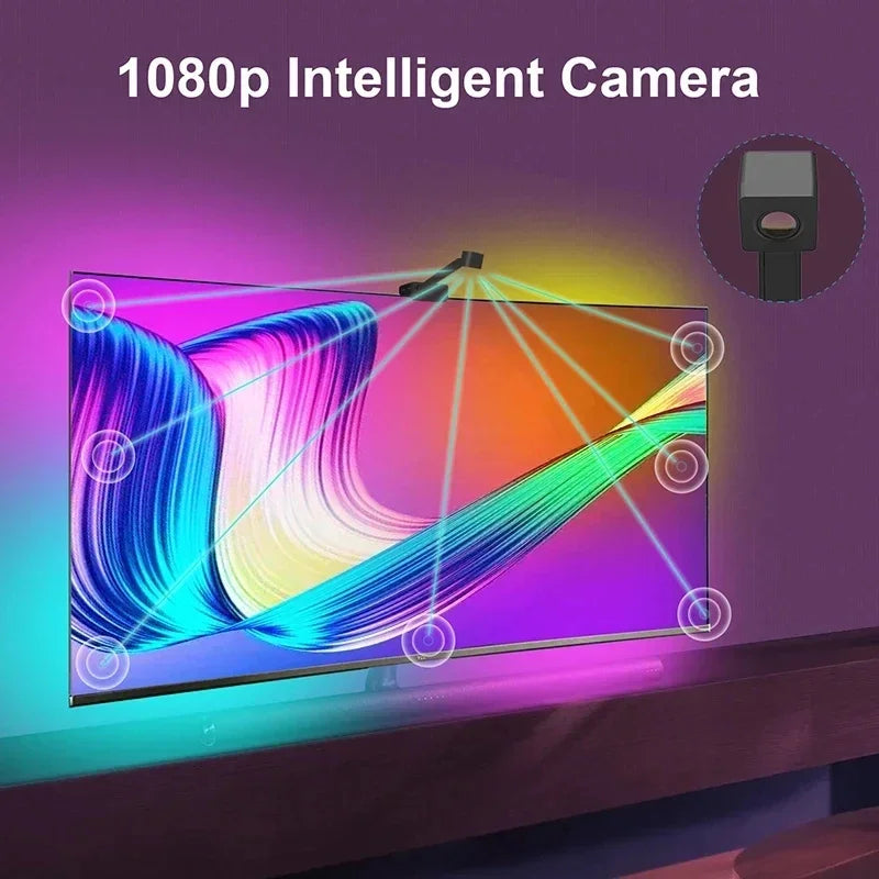 Ambilight For Tv Backlight Sync To Screen 3.8M 5M 5V Usb Rgbic Smart Led With Camera Synchronized Tv Light App Control Gaming