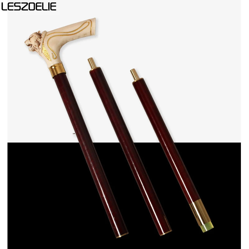 96 cm Gehstock mit Tigerkopf-Harzgriff, Herren, schwarz, Gehstock aus deutschem Buchenholz, Damen, rot, modische dekorative Stöcke