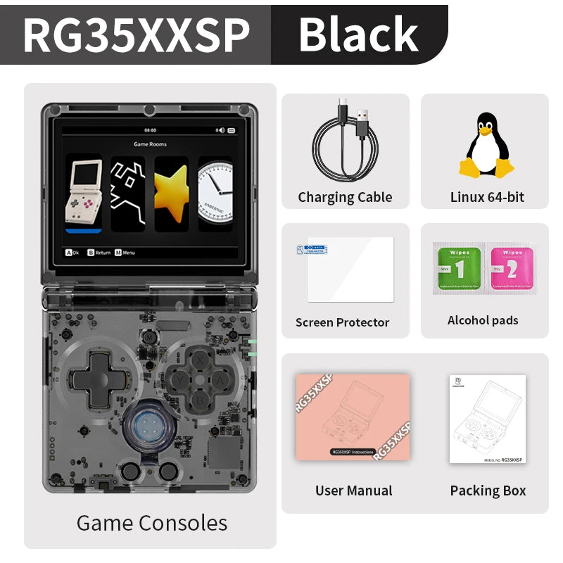 ANBERNIC RG35XXSP Flip Retro Handheld Spielkonsole Linux 64bit WiFi Bluetooth Retro Video Gaming Konsole Online Spielen HDMI-TV Ausgang