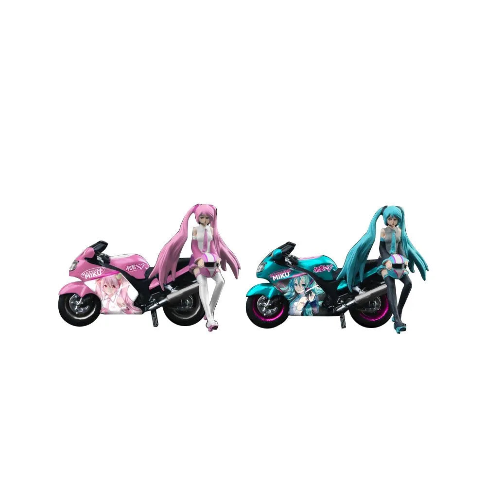 1:64 Hatsune Miku Motorcycle Mini Model Cute Figure Cartoon Toy Scene Figurine Collection Gift
