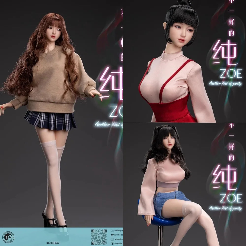 In Stock I8TOYS I8-H005 1/6 Female Soldier Zoe Movable Eyes Head Sculpt Carving Model Fit 12'' Action Figure Body Dolls