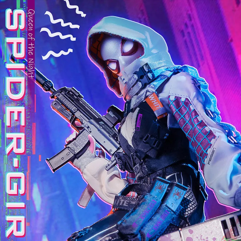 1/6 ELE9002 Cyber Spider Woman Gwen Action Figure Elephant Toys Movable Eyes + Light Eye Head Sculpture Movable Doll Model Toys