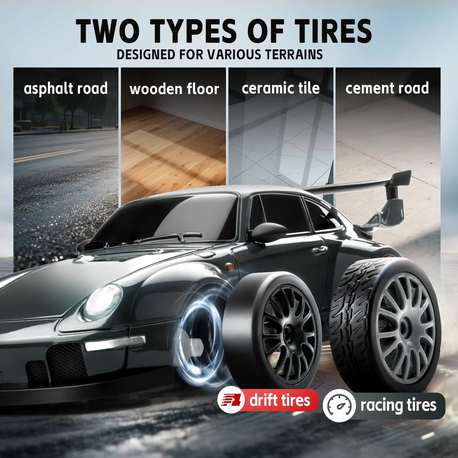 New RC Drift Car 4WD 1:24 Scale Remote Control Car with LED Lights 2.4GHz 20KM/H  RC Car Drifting Tires Racing Sport Vehicle Toy