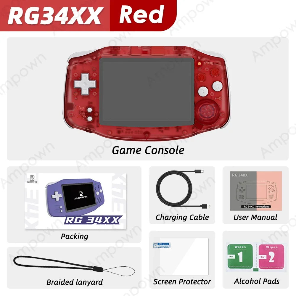 ANBERNIC RG34XX Retro Handheld Game Console 3.4''IPS Screen Linux System HDMI Output Classic Remake Game Player Sentimental Gift