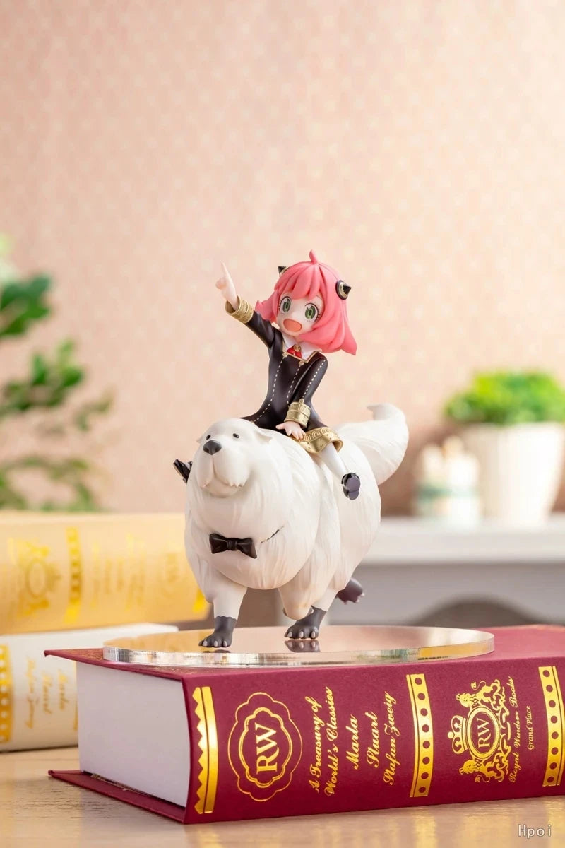 14CM Anime Figure SPY×FAMILY Anya Bond Forger Riding A Dog Cute Model PVC Children Ornaments Toys Collection Gift Action Figure