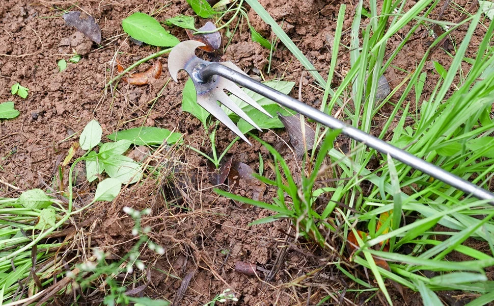 4 Teeths - Multifunctional Hand Weeder for Garden - Durable & Portable Garden Weeding Tool for Vegetable Gardening & Farm Planti