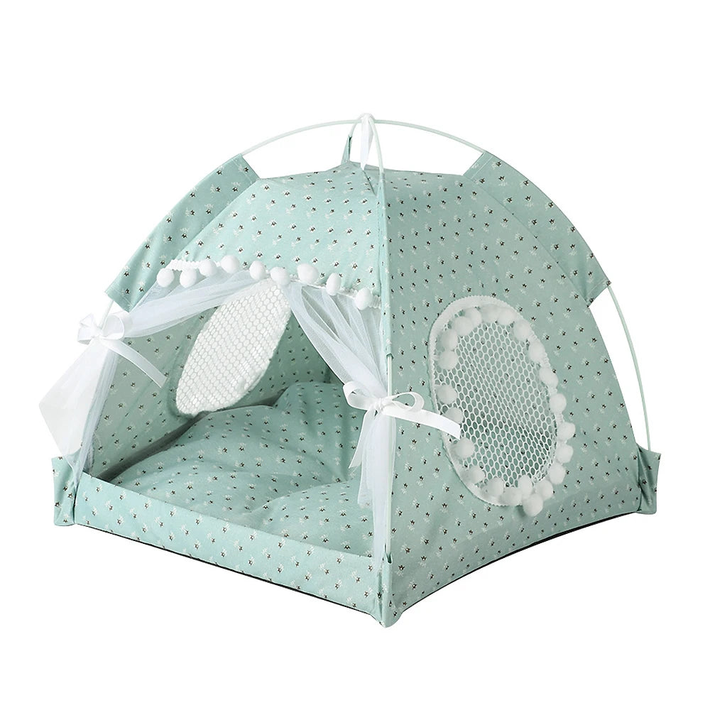 Foldable Pet Cat Tent Bed Four Seasons Universal for Cat and Dog Pet Nest Summer Cool Mat Portable Breathable Cat House Cave Hut