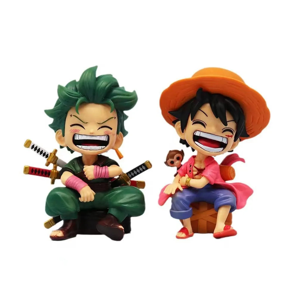 13cm Anime Figure One Piece Monkey D Luffy Roronoa Zoro Kawaii Toys Q Figural Nendoroid Car Decoration PVC Model Gift