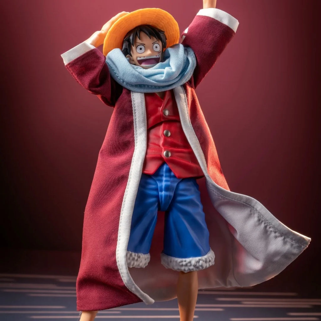 One piece SHF Anime NEW Handmade Luffy Zoro Alabasta Coat hat cloak scarf clothes Built In Iron Wire Is Suitable for 1/12 Toys