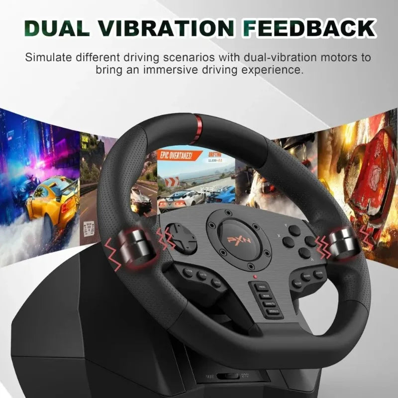 PC Racing Steering Wheel | PXN V900 Driving Simulator,Gaming Steering Wheelwith Pedals for PC,PS4,PS3,Xbox Series X|S,Xbox One