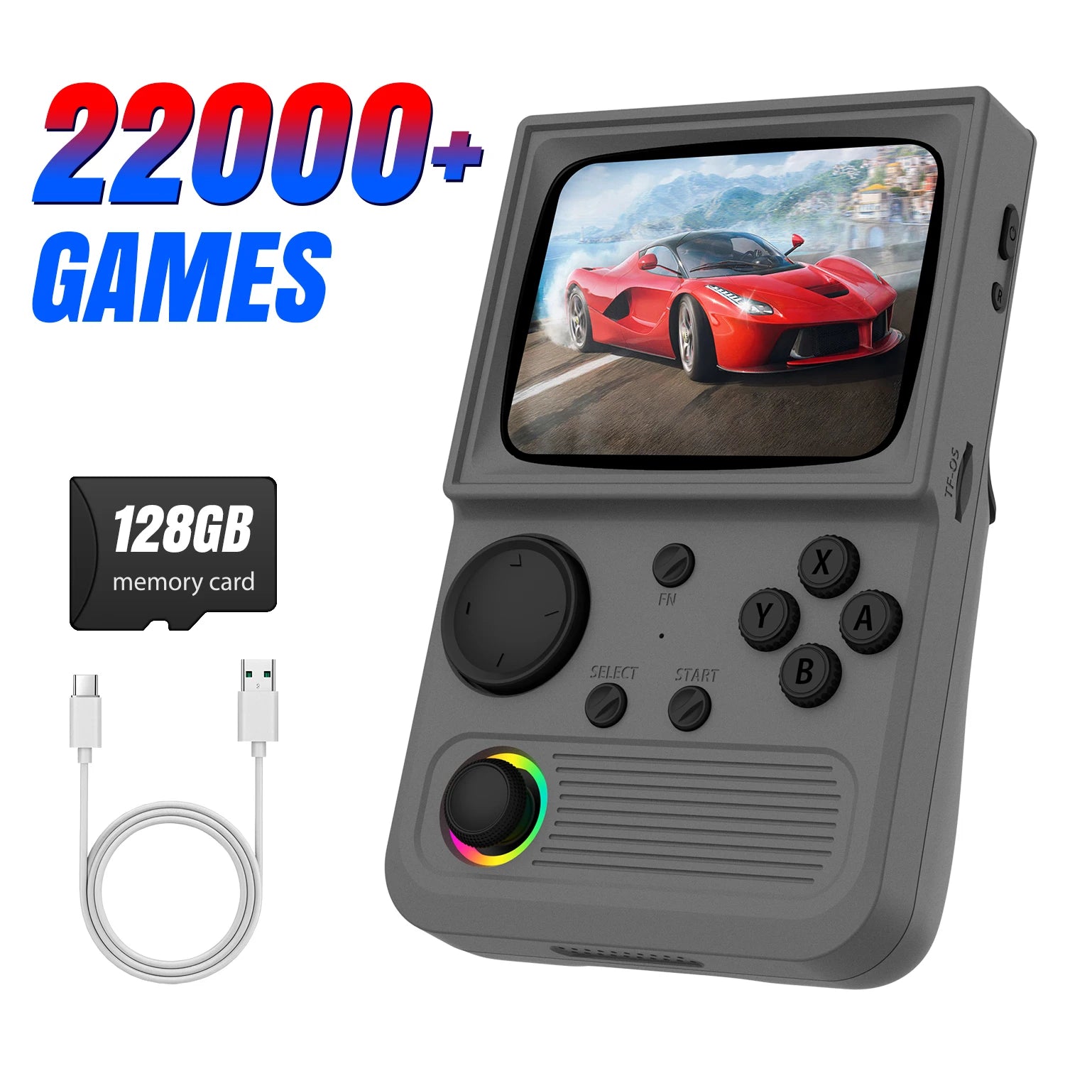 R36T Retro Handheld Game Console EmuELEC System 3.5 Inch IPS Screen Portable Pocket Video Player RK3326 Chip 64/128G 18000+Games