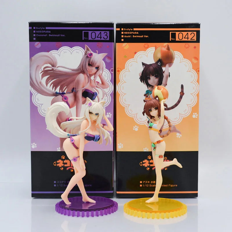 14cm S-style Nekopara Azuki Anime Figure Nekopara Coconut Swimsuit Action Figure Chocola/Vanilla Figurine Adult Model Doll Toys