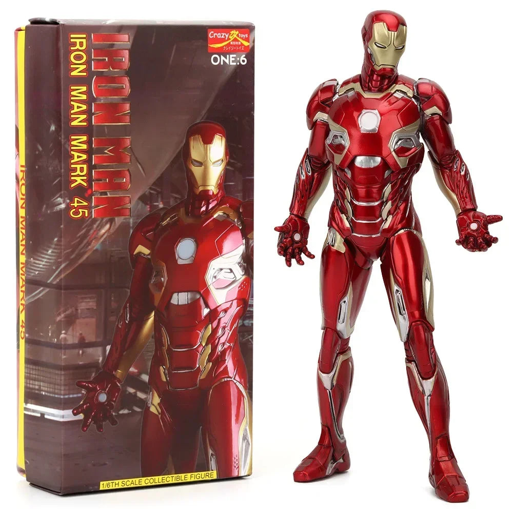 30cm Marvel The Avengers 1/6 Iron Man Mk46 Scarlet Spiderman Anime Figure Model Collection Toy Gift