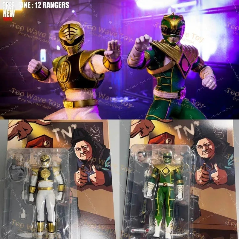 New Stock Tree New Toys 1/12 Mighty Green White Power Rangers Movable Cloth Action Figure Childhood Memory 6"Figurine Collection