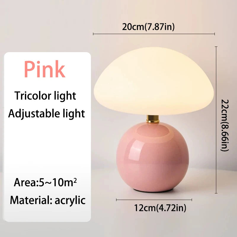 Mushroom pink/yellow/red/white/green USB socket table lamp Lighting decorative for bedside bedroom lamp,Night light,Desk light
