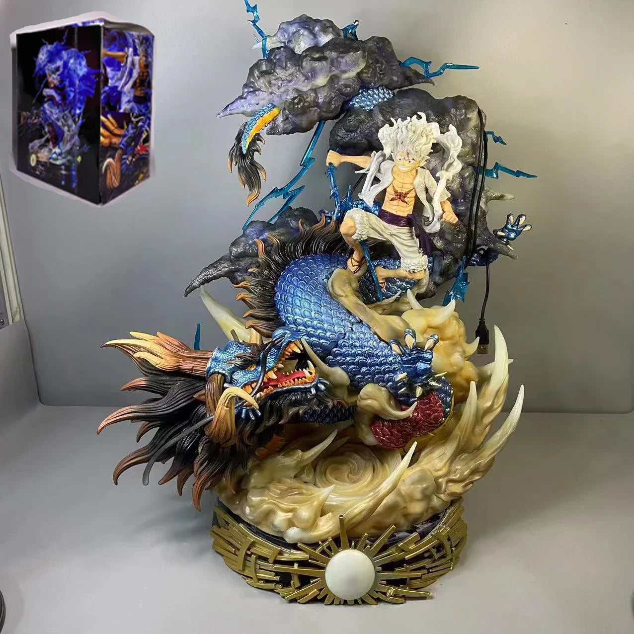 24cm One Piece Figures Luffy Vs Kaidou Anime Figures Luffy Gear 5 Statue Nika Luffy Figurine Gk Figurine Model Doll Toys Gift