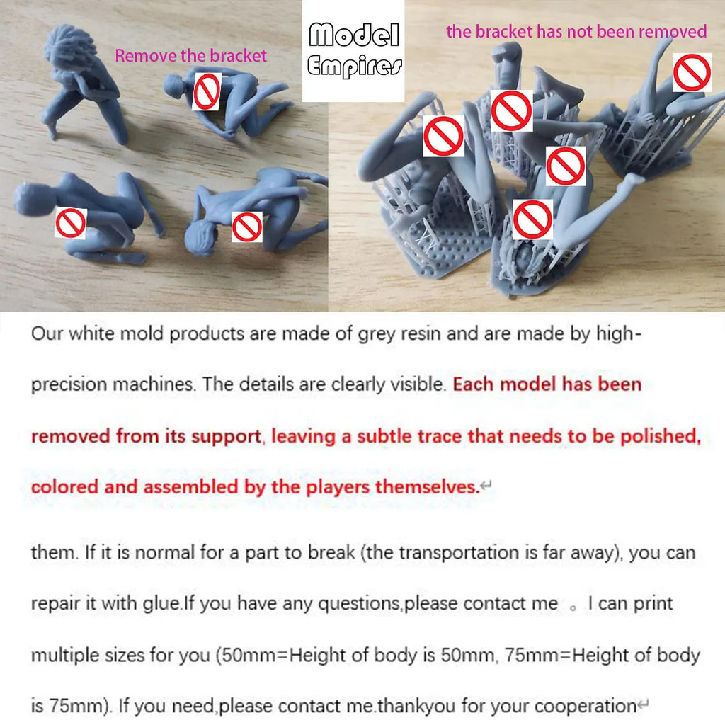 (1/35=50mm, 1/24=75mm, 1/18=100mm, 1/16=120mm) 3D printing, NSFW, GK resin doll miniature, unassembled and unpainted kit