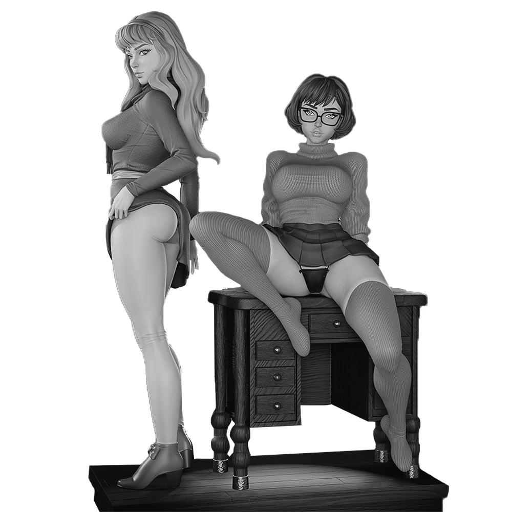 1:18 High-Detail Lila & Mia Figures | 3D Resin Miniature | Unpainted Retro Mystery Girls Style Model Kit (A1067)