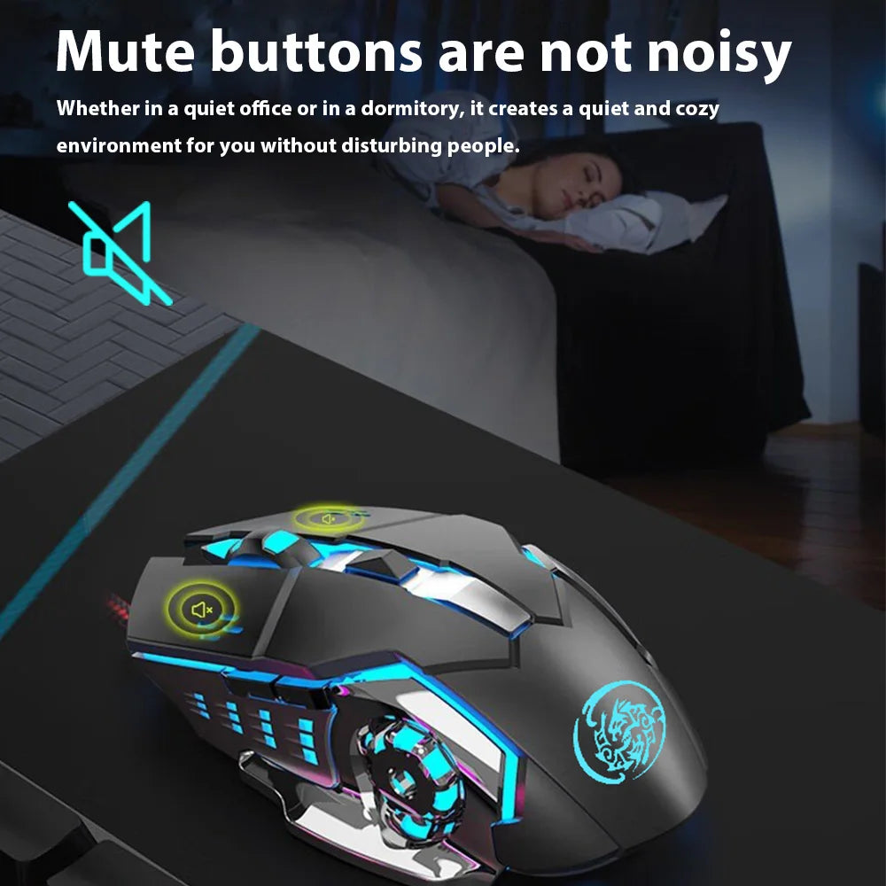 Gaming-Maus, 2,4 G Bluetooth, kabellose, wiederaufladbare Maus für Laptop, RGB-Hintergrundbeleuchtung, mechanische E-Sport-Maus für PC-Computer-Gamer