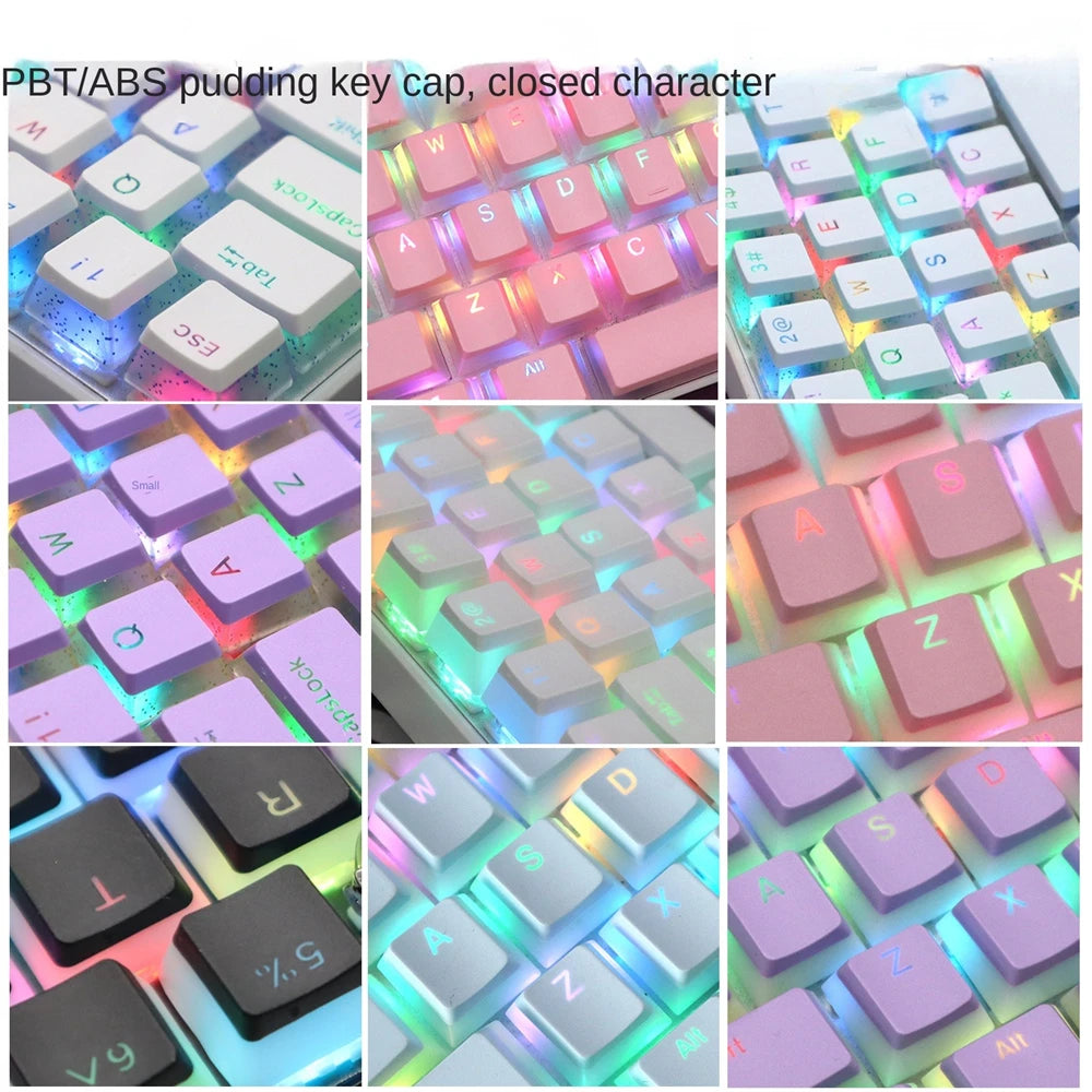 104 Keys PBT Pudding Keycap Two-color Injection OEM Profile DIY Keycaps for Gateron Cherry MX Switch Gaming Mechanical Keyboard