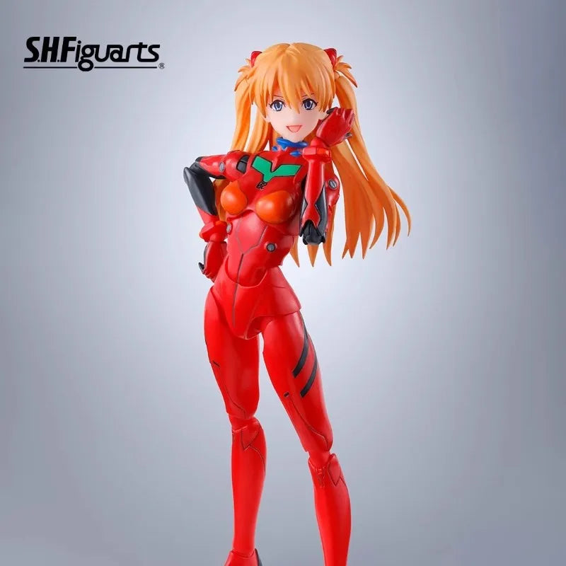 Fast Shipping Bandai Anime EVA NEON GENESIS EVANGELION SHF Shikinami Asuka Langley Original Model Toys Action Figure Children