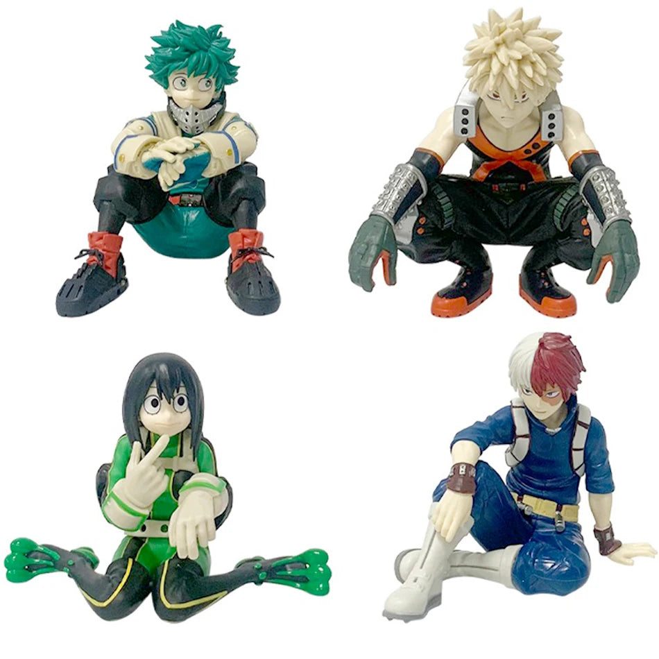 New  Anime Figure Shoto Bakugou Boku Izuku Duke Pvc Action Four Figures Sitting Posture Series Collection Model