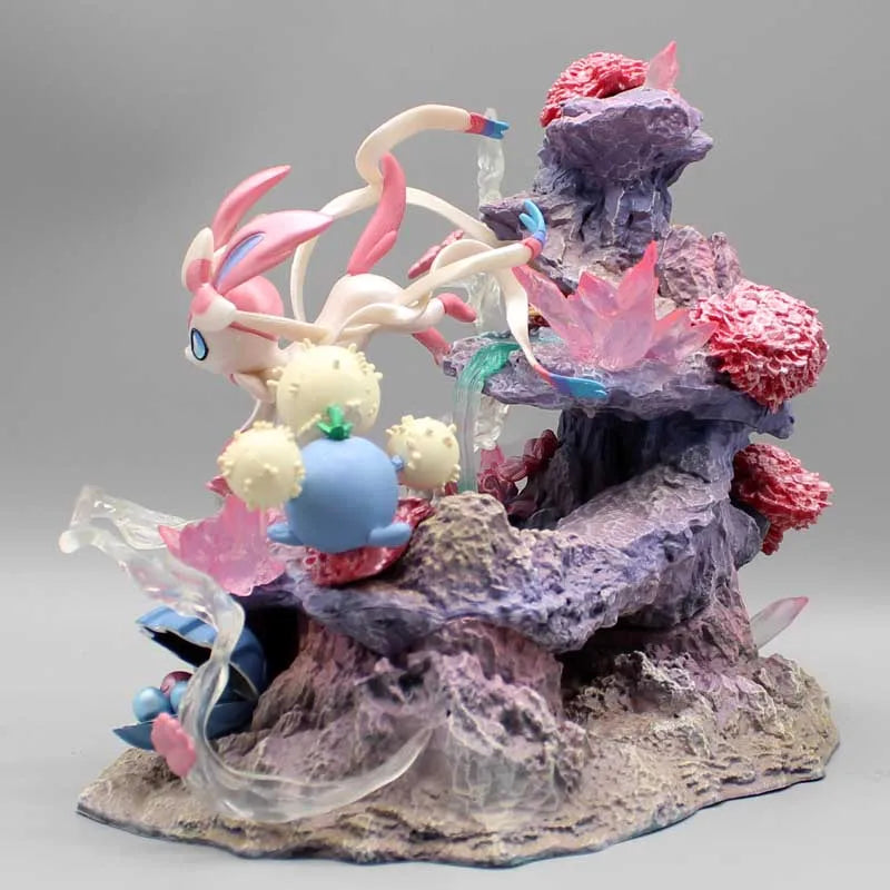 Pokemon Sylveon Anime Figuren Eevee Island 20cm Action Gk Figurine Pvc Statue Schreibtisch Decora Sammler Modell Spielzeug Weihnachtsgeschenke