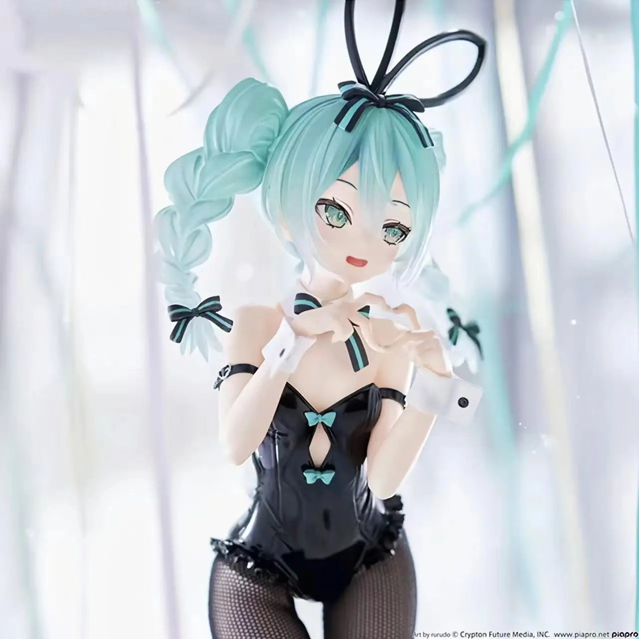 28cm Hatsune Miku Anime Girl Figures Cartoon Black Silk Rabbit Girl Miku Figurines Car Decoration Doll Model Kids Toys Fans Gift