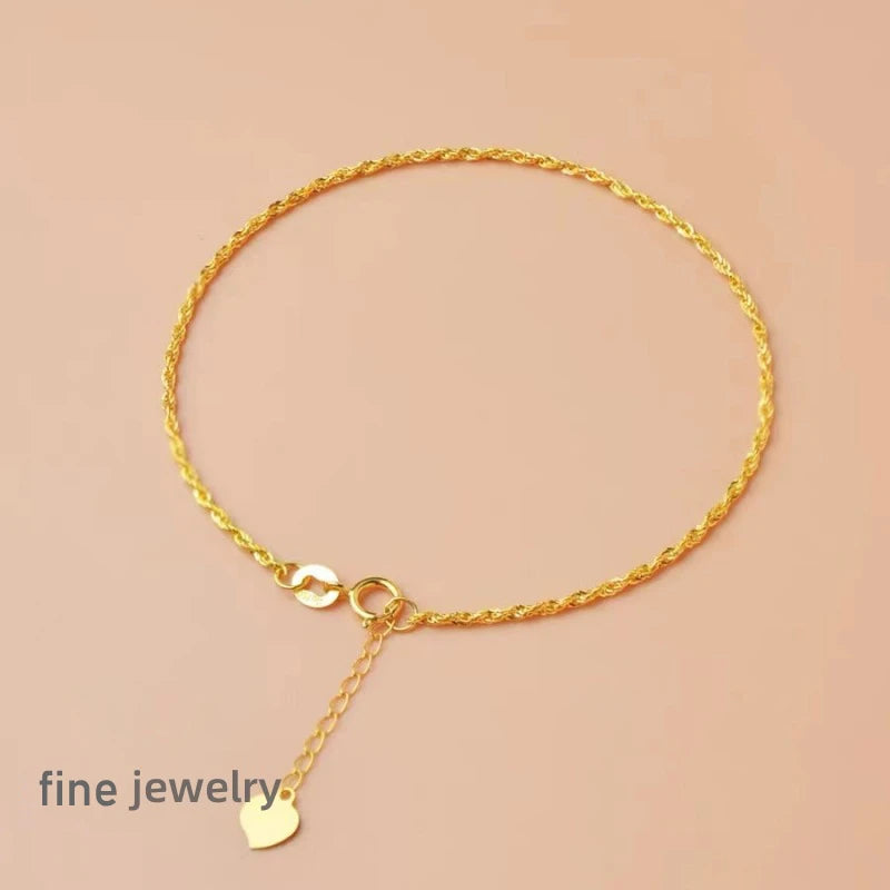Authentic Real 18K Gold AU750 Twisted Bracelet Exquisite Delicate Gift Classic Present For Women Adjustable Fine Jewelry