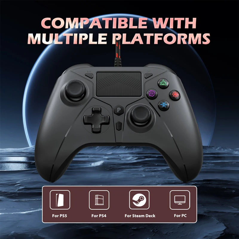 Wired Gamepad for PS5/4/PC Console W/ Turbo Dual Vibration Controller No Delay Instant