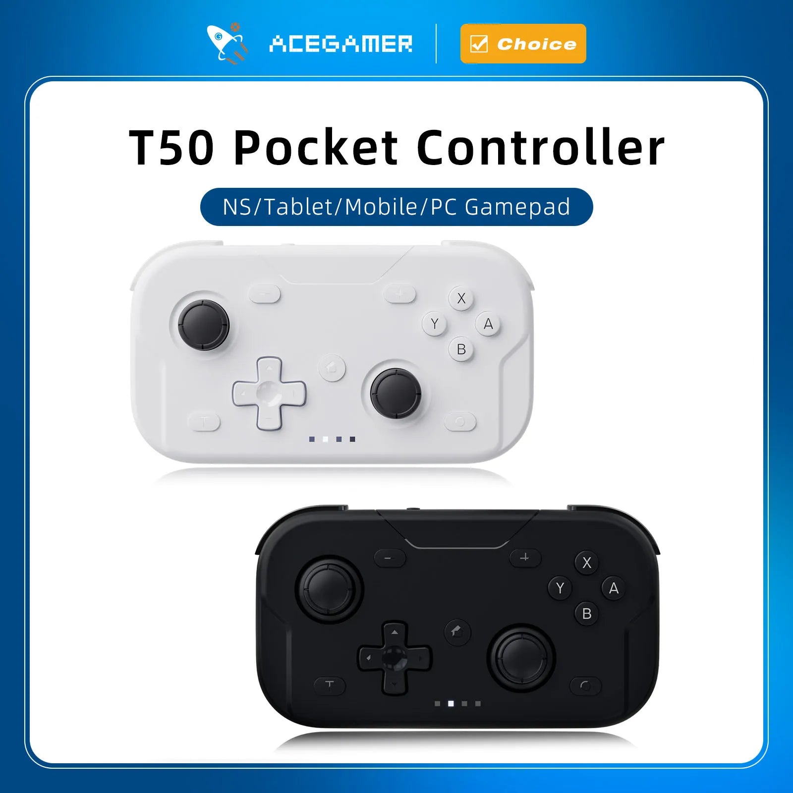 AceGamer Pocket Game Controller Tragbarer Hall-Joystick 1000Hz Bluetooth-Gamepad für Switch/Switch2/Android/iOS/PC/Steamdeck