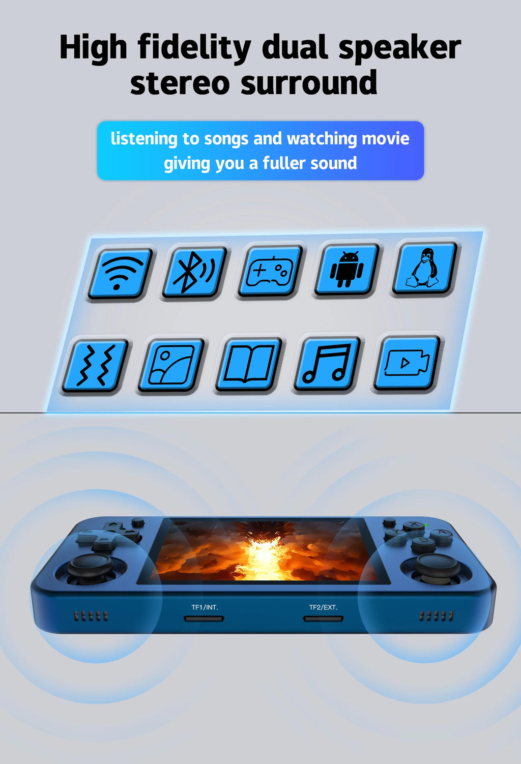 ANBERNIC RG353M Handheld Game Console 3.5 Inch Multi-touch Screen Dual OS Aluminum Alloy Shell HDMI-compatible WIFI Video Player