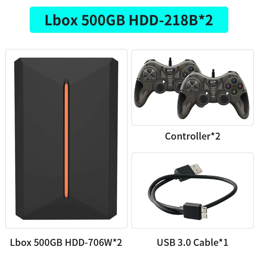 Launchbox 500GB External Game Hard Drive Retro Game Console for PS4/PS3/PS2/PS1/Wii/Wiiu/N64 with 3700+ Games for WIN PC/Laptop