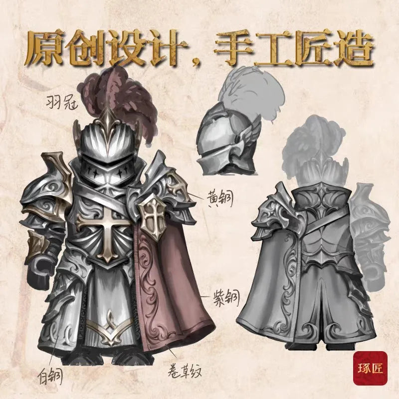 Ancient Tough Character Heroes Delicate Metal Figurine Crusades Templar MOC Building Blocks Magnetic Detachable Bricks Toys
