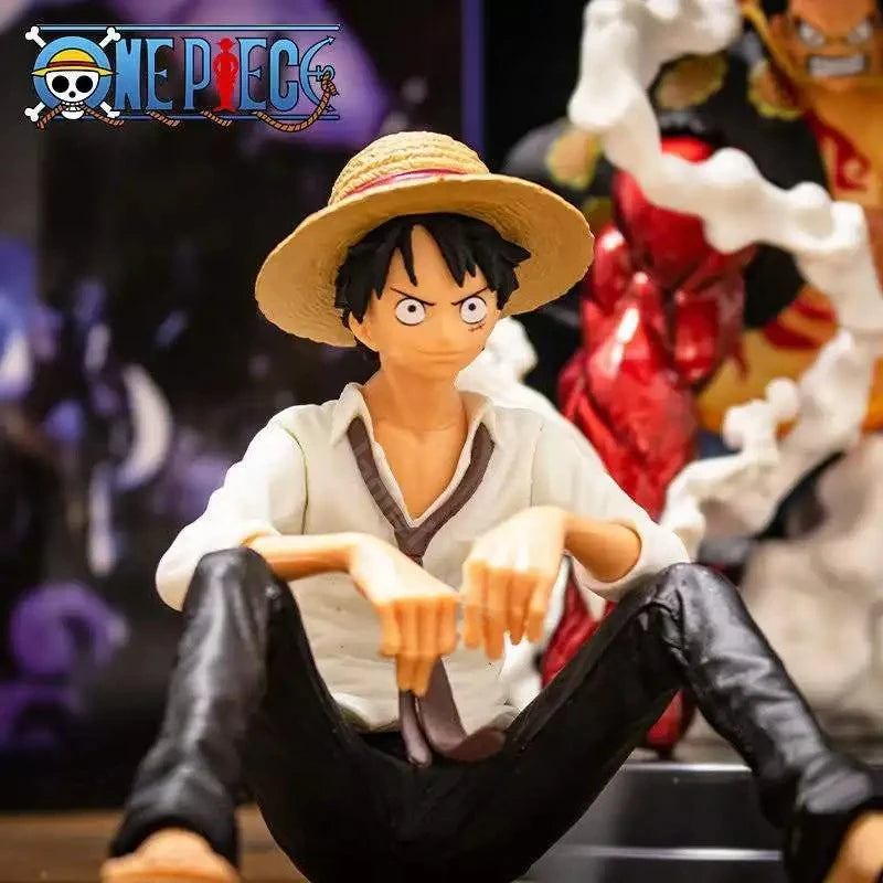 11cm One Piece Anime Figure Luffy Sitting Position Action Figure PVC Model Statue Collection Figurine Doll Toys Birthday Gifts