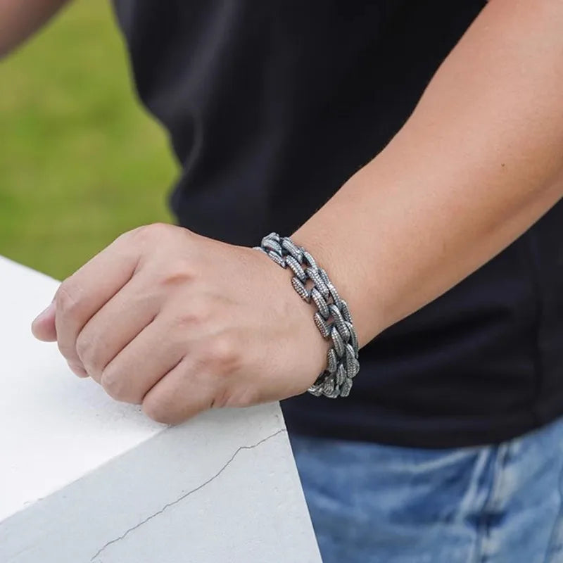 Bracelet Bangle Pure 925 Sterling Silver Dragon Scale Chain Punk Rock Luxury Brand Fine Jewelry Man Woman 2024 New In Gift B19