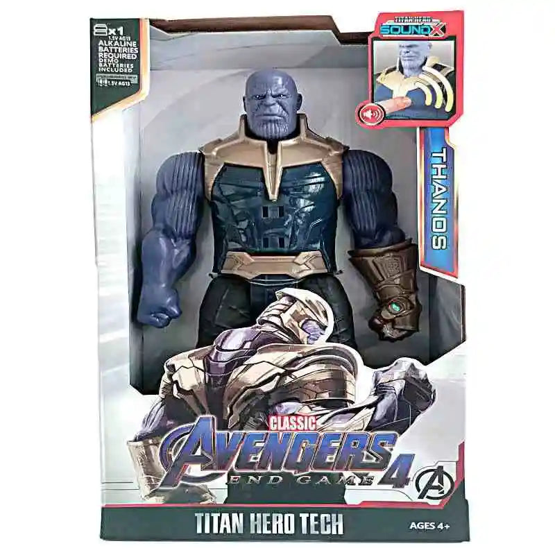 High Quality 30cm Marvel Avenger Toy Thanos Spiderman Iron Man Captain America Thor Black Panther Sound And Light Holiday Gifts