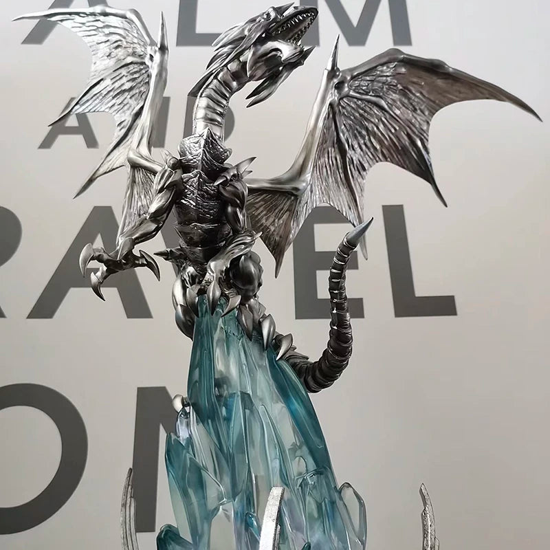 Generic Yu Gi Oh Series Blue Eyes White Dragon Light Up Figure With Ice Base Anime Collectible Desktop Decoration For Game Fans