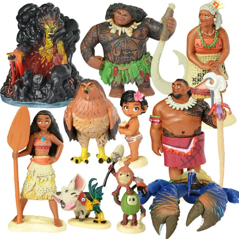 10pcs/set Disney Movie Moana Princess Figure Cartoon GK Model Statue Decoration PVC Collection Figurine Children Toys Tide Play
