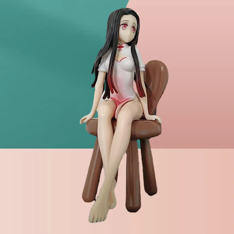 14CM Demon Slayer Аниме Фигурка Kamado Nezuko Instant Noodle Cheongsam Момиче Модел Играчка PVC Екшън Фигурка