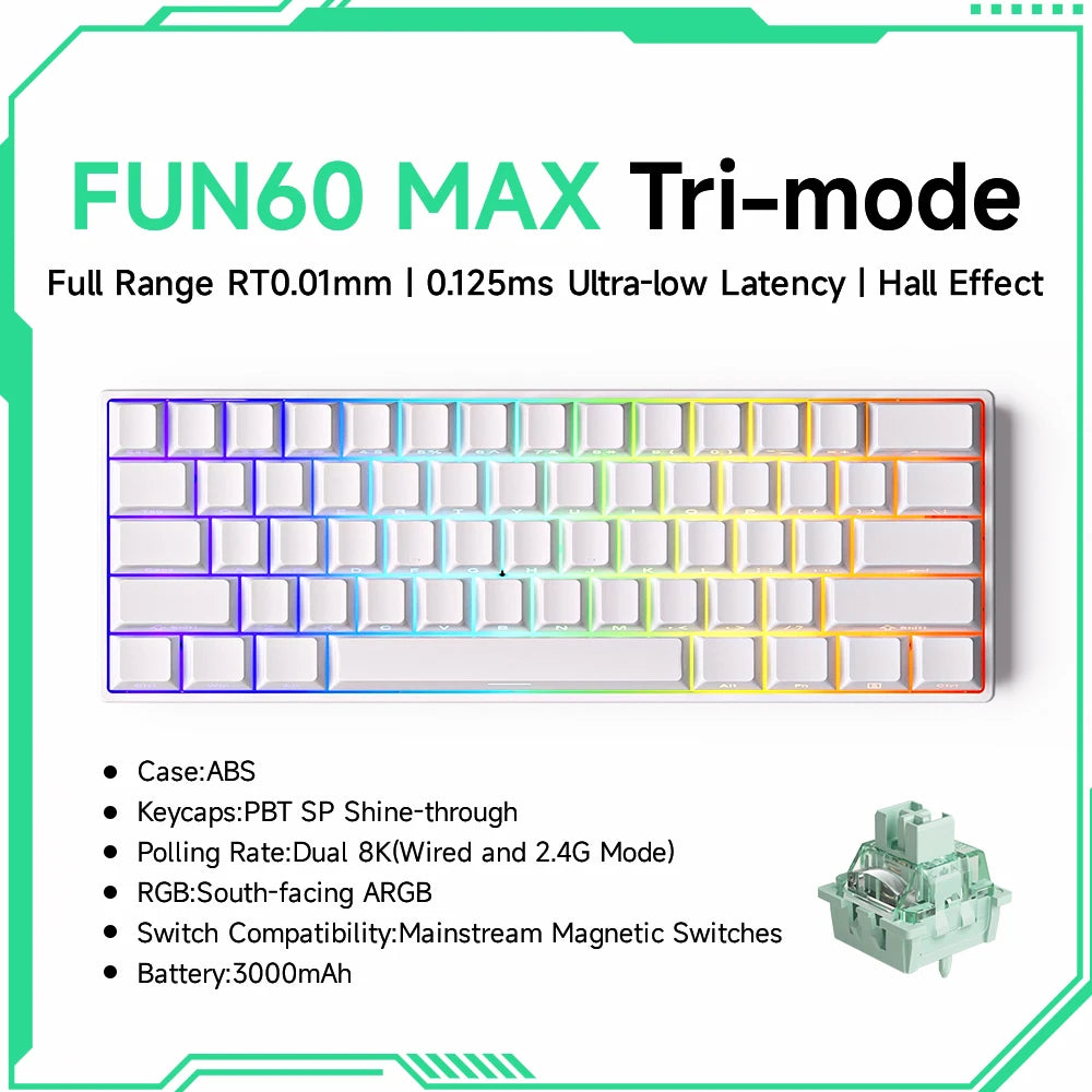 Akko MonsGeek FUN60 Mechanische Tastatur Magnetische Schalter 60% Gaming Tastaturen Schnelle Trigger 0,01mm 8K ARGB HE/TMR Custom Tastatur