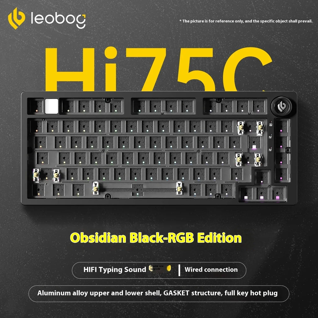 LEOBOG Hi75C Механична клавиатура 3 режима/кабелен комплект с гореща замяна с копче RGB алуминиево уплътнение Hi75C Комплект клавиатура за компютър, персонализиран подарък