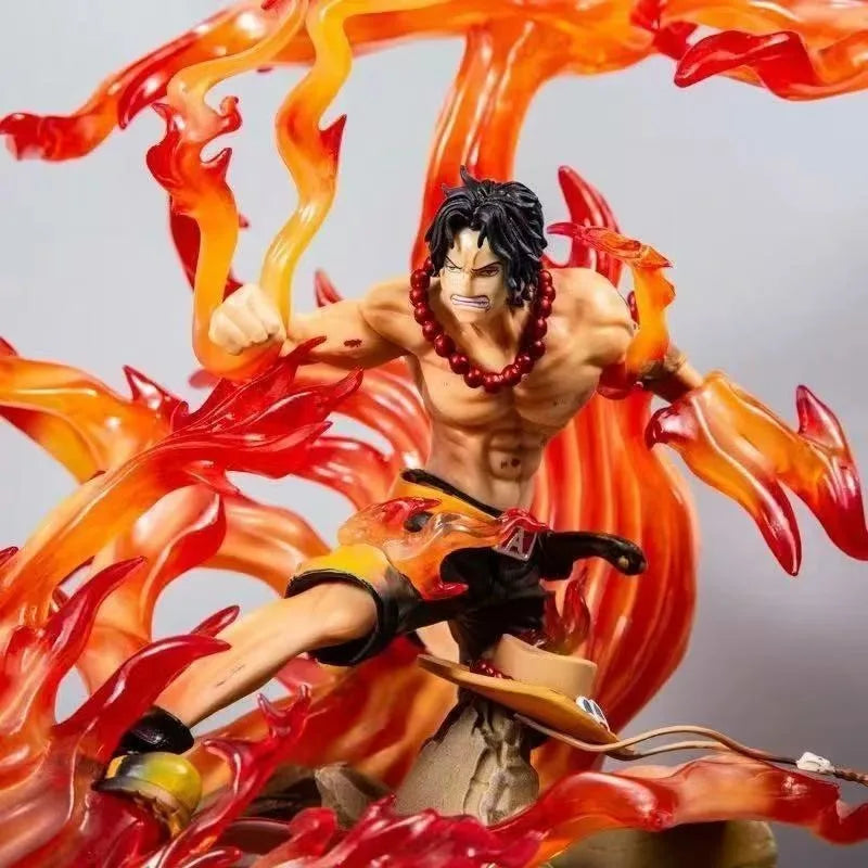 Anime One Piece Portgas D Ace Fire Fist GK Figure Marineford Battle Collectible Statue Resin Model Desktop Decor Gift