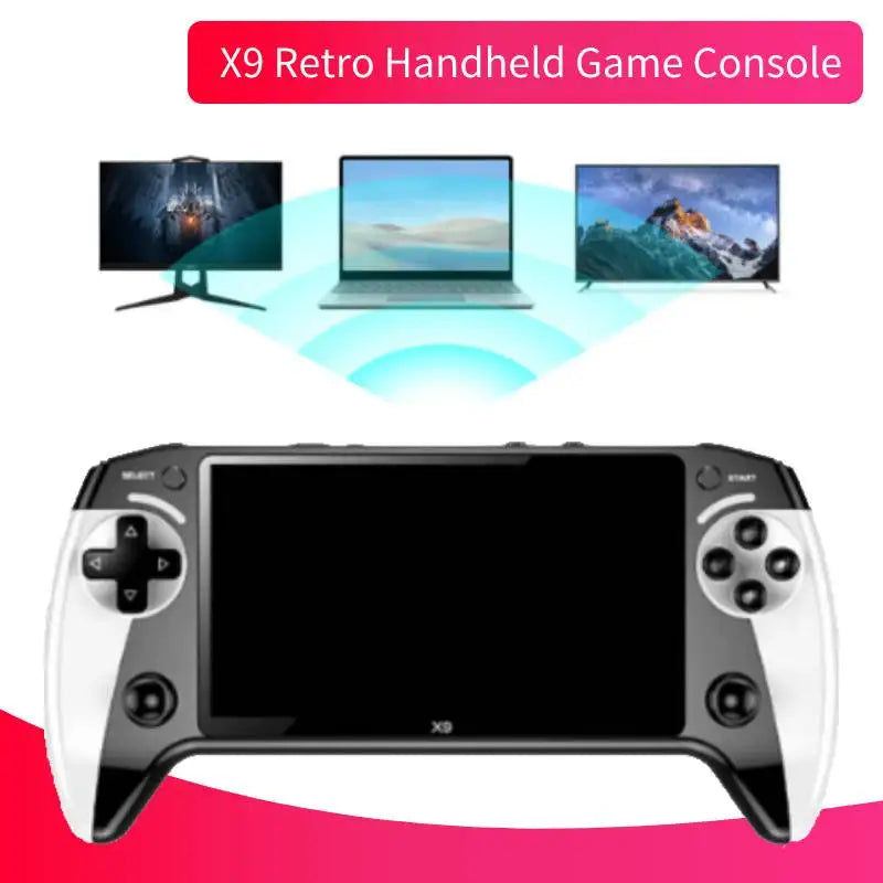 X9 Handheld-Spielekonsole 1500 mAh 5,5-Zoll-HD-Bildschirm Tragbarer Mini-Retro-Game-Player Typ-C-Aufladung mit 360 ° Anti-Rutsch-Joystick